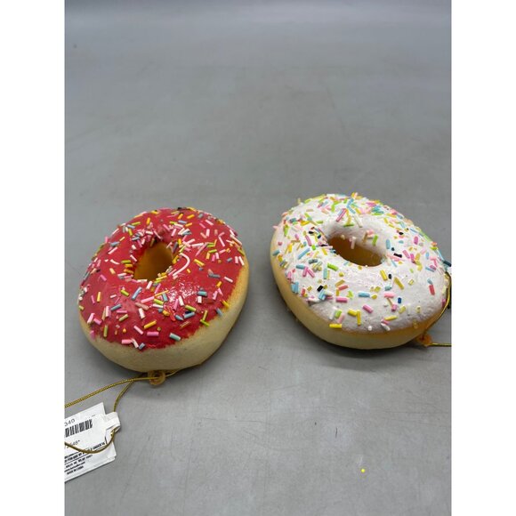 Kurt Adler sweet scoops pink white sprinkle donut ornaments set of 2  READ NEW - Picture 2 of 8